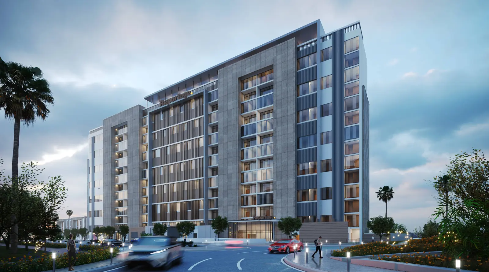 Perla 1 Yas Island Abu Dhabi exterior view highlighting contemporary residential architecture, stylish façades, balconies, and landscaped surroundings.
