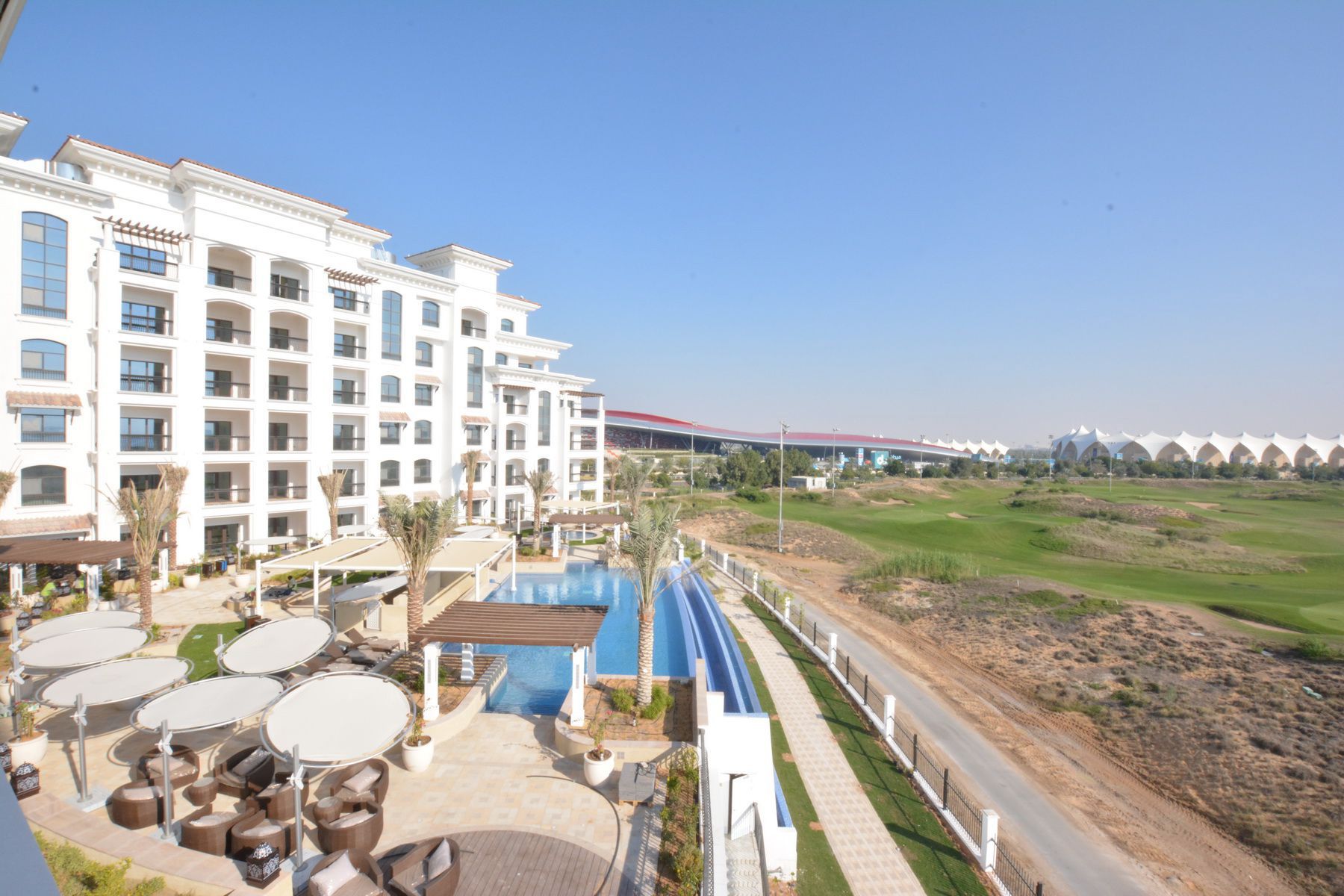 Ansam Residences Yas Island Abu Dhabi building façade daytime exterior architectural detail view