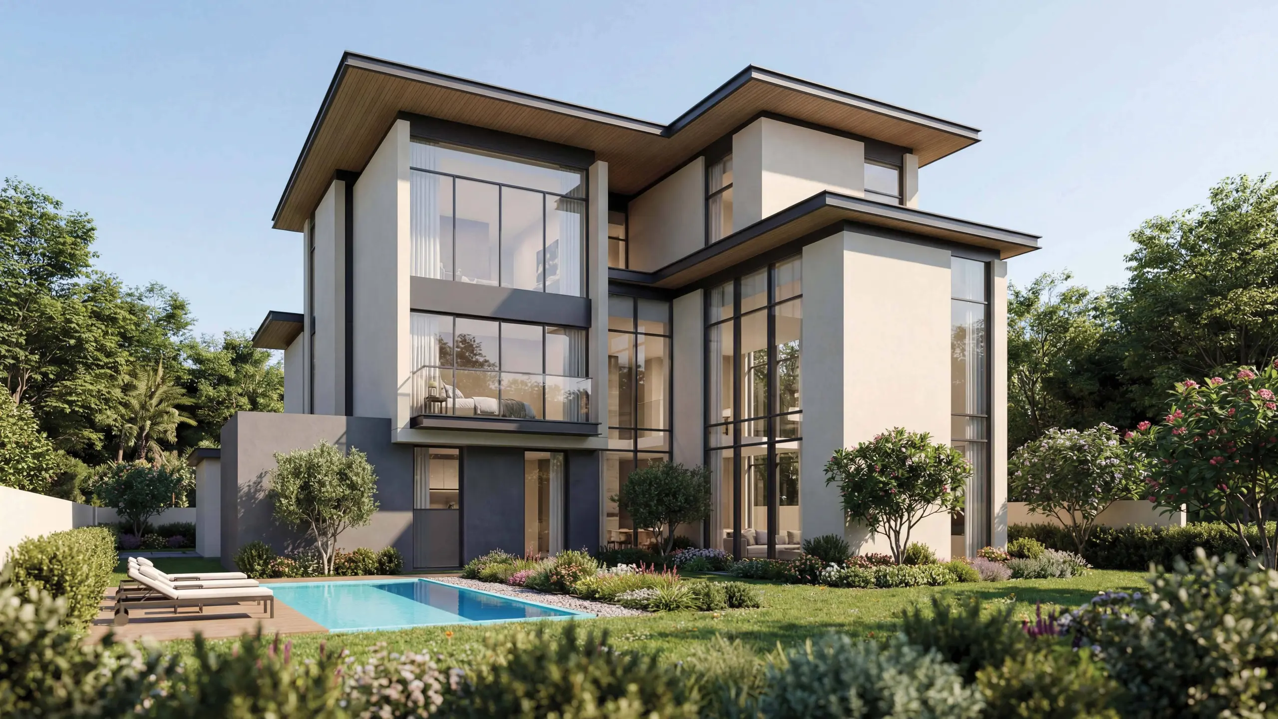Private estate villa at The Orchard Sobha City with landscaped gardens, shaded walkways, and a calm, luxury residential environment.