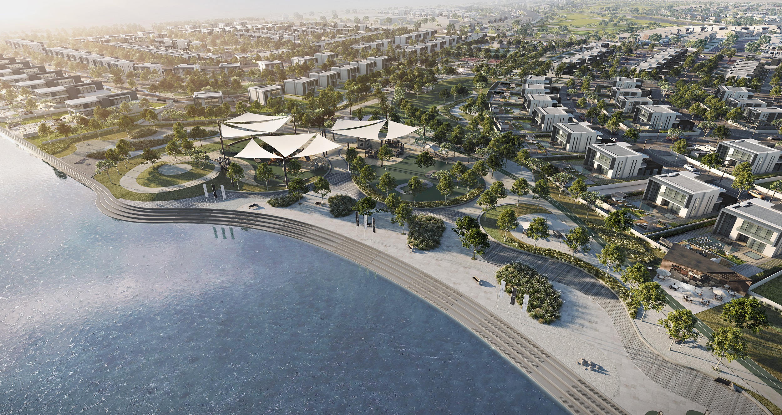 Outdoor BBQ and picnic zones at LEA Yas Island, encouraging social gatherings and family recreation.