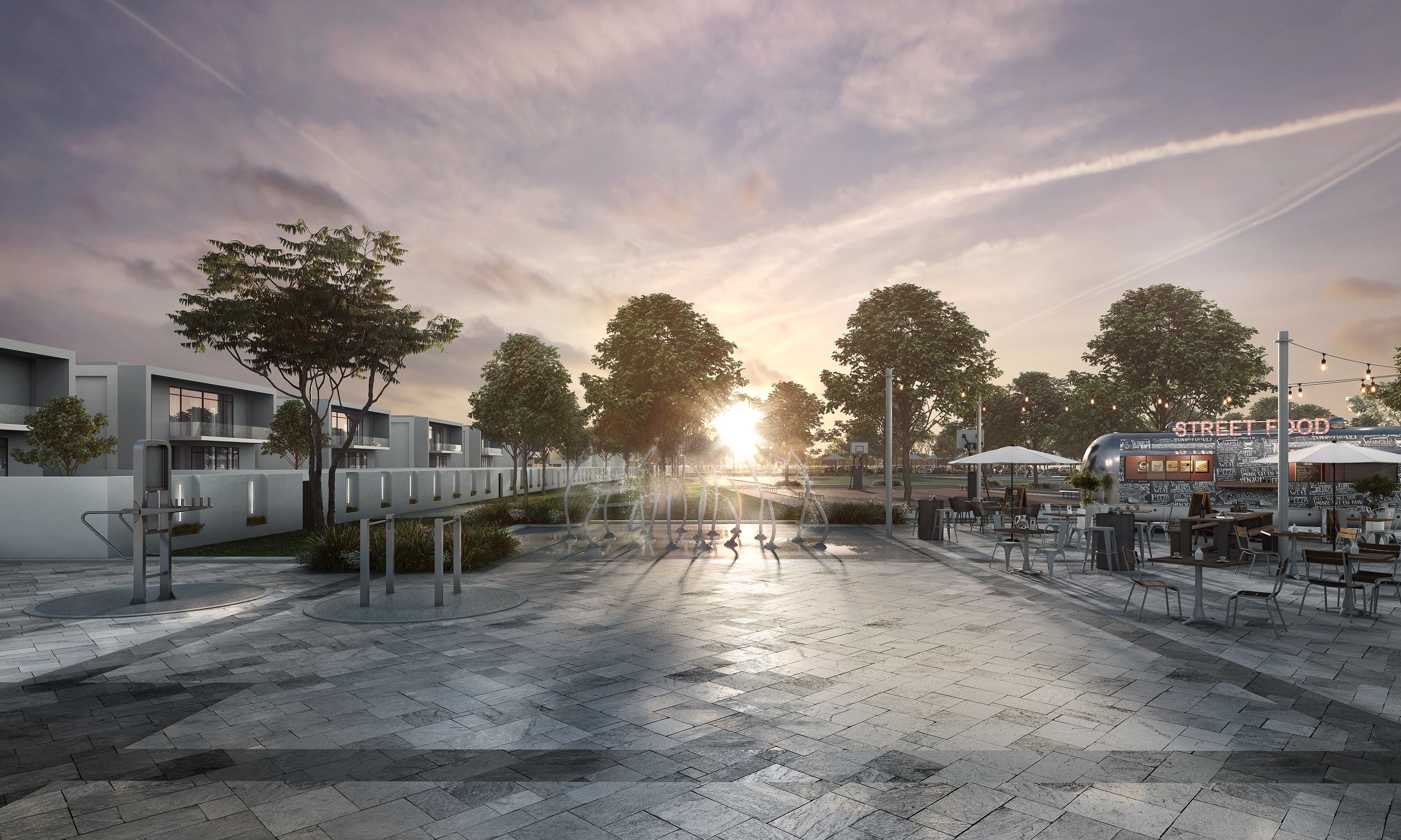 Bright family lounge with garden access and natural light in custom-built LEA Yas Island villas.