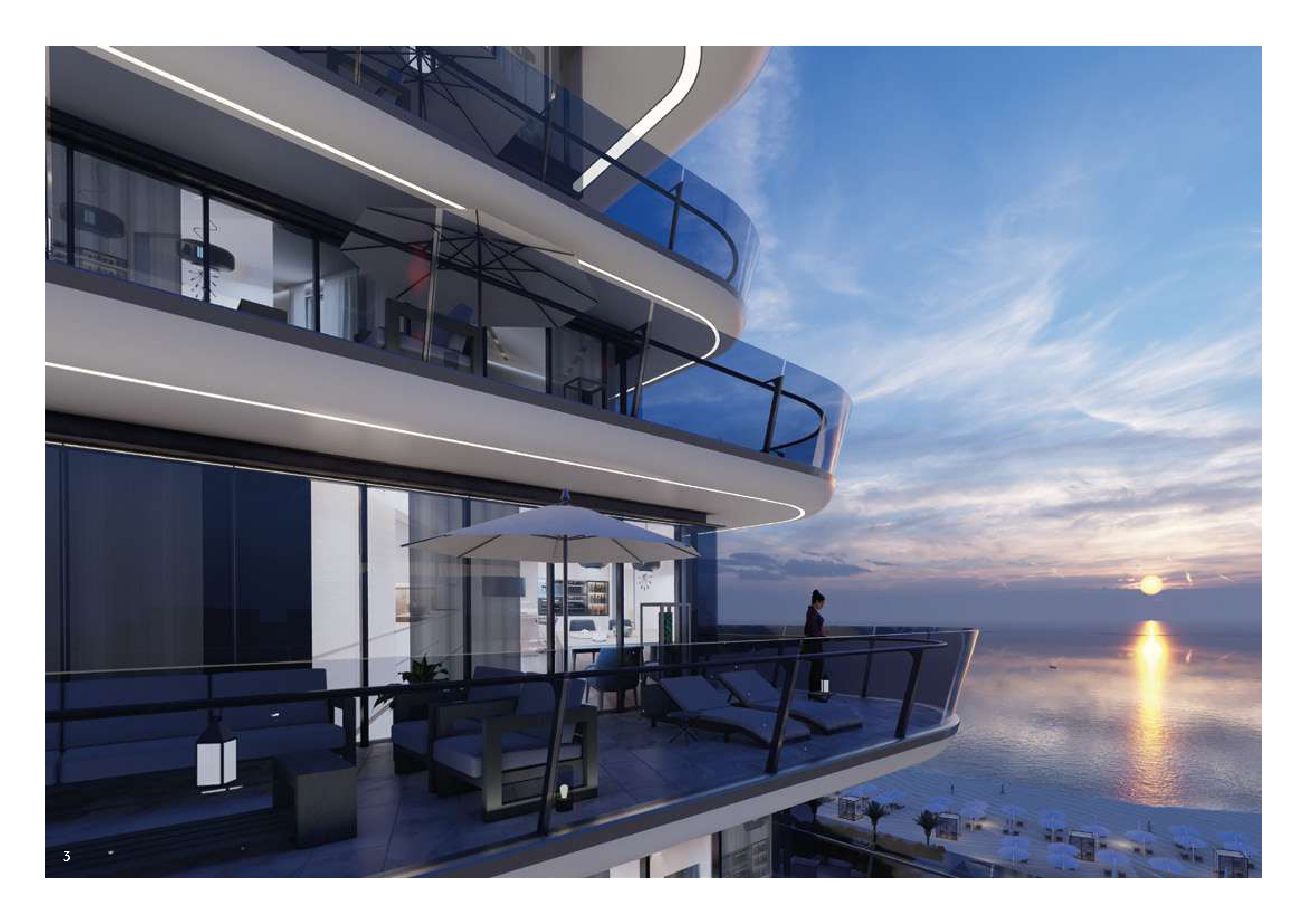 An aerial or high-angle view capturing the building’s unique shape along the coastline, emphasizing the clean, geometric layout and its integration with surrounding water and greenery.
