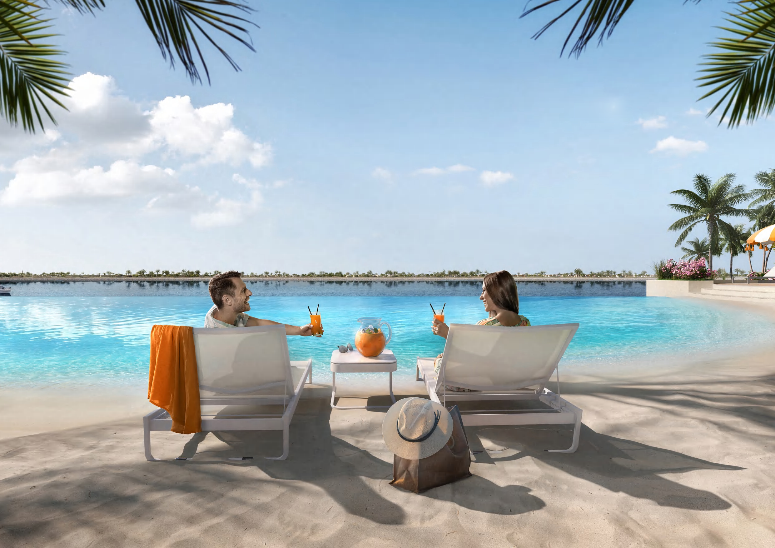 Panoramic waterfront views from Gardenia Bay Yas Island residential towers in Yas Island.
