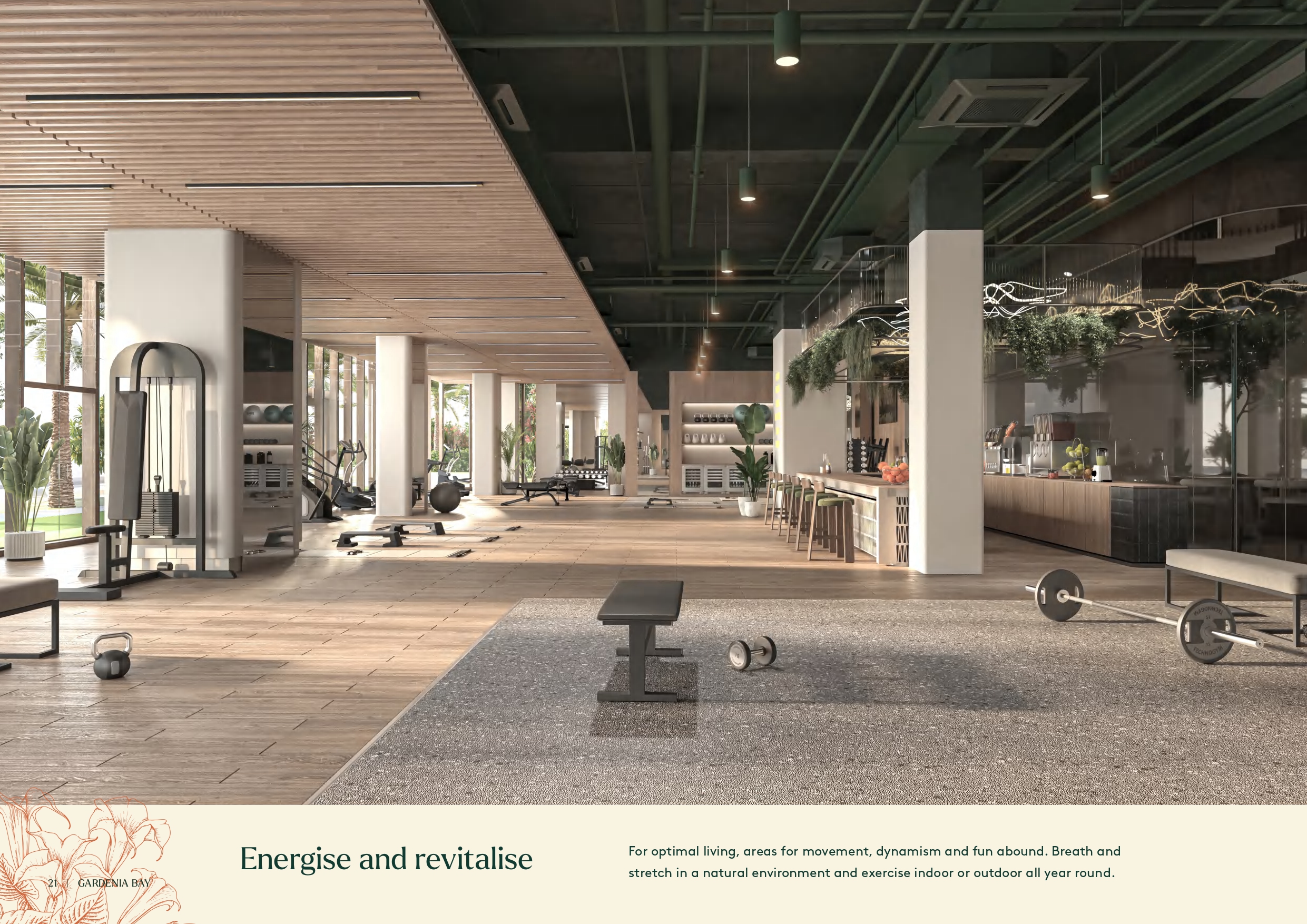 Modern apartment interiors at Gardenia Bay Yas Island Abu Dhabi with elegant living room designs