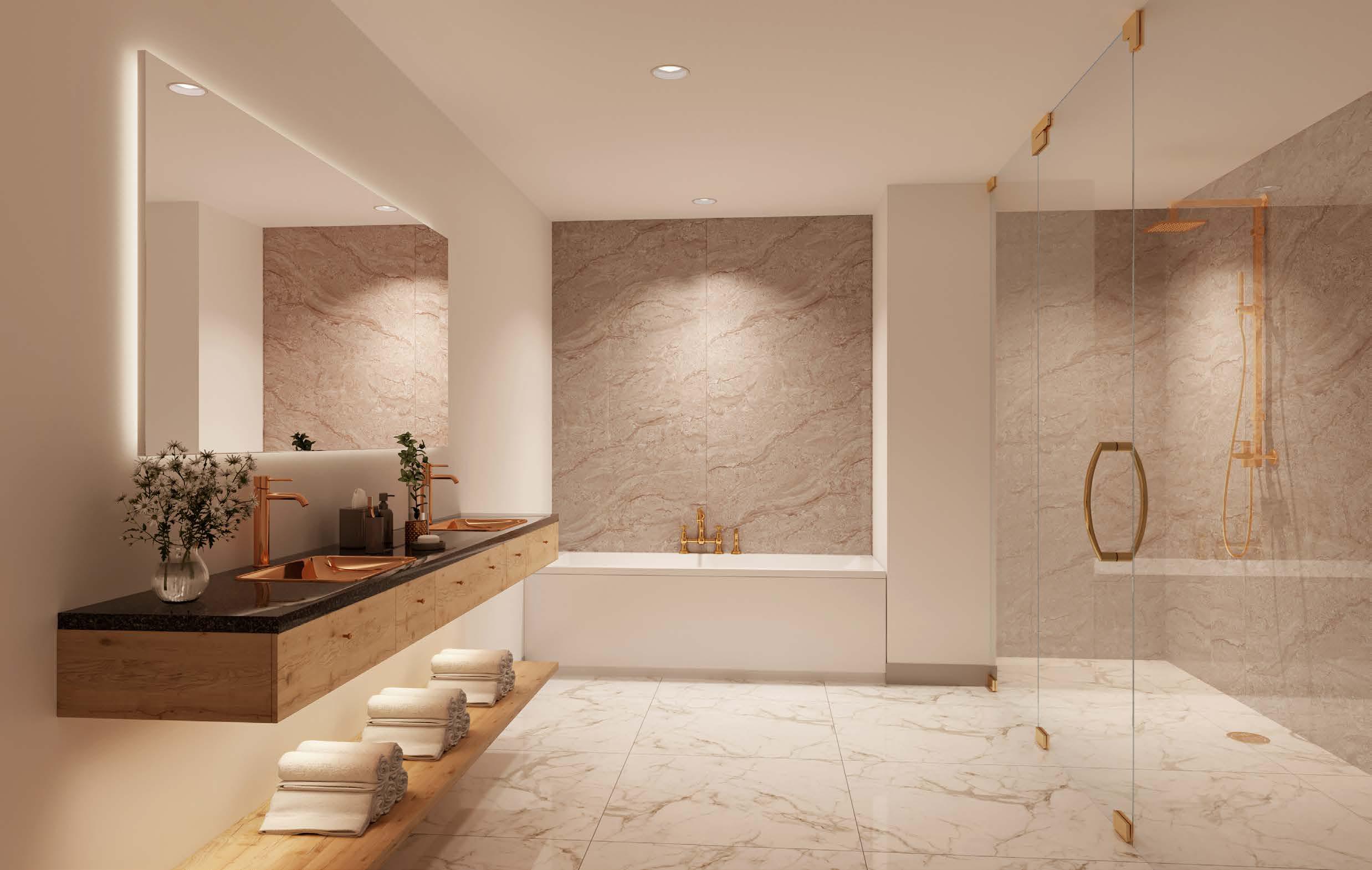 Yas Bay Residences coastal apartment interior with minimalist chic decor and elegant layout overlooking Yas Bay waterfront in Abu Dhabi.