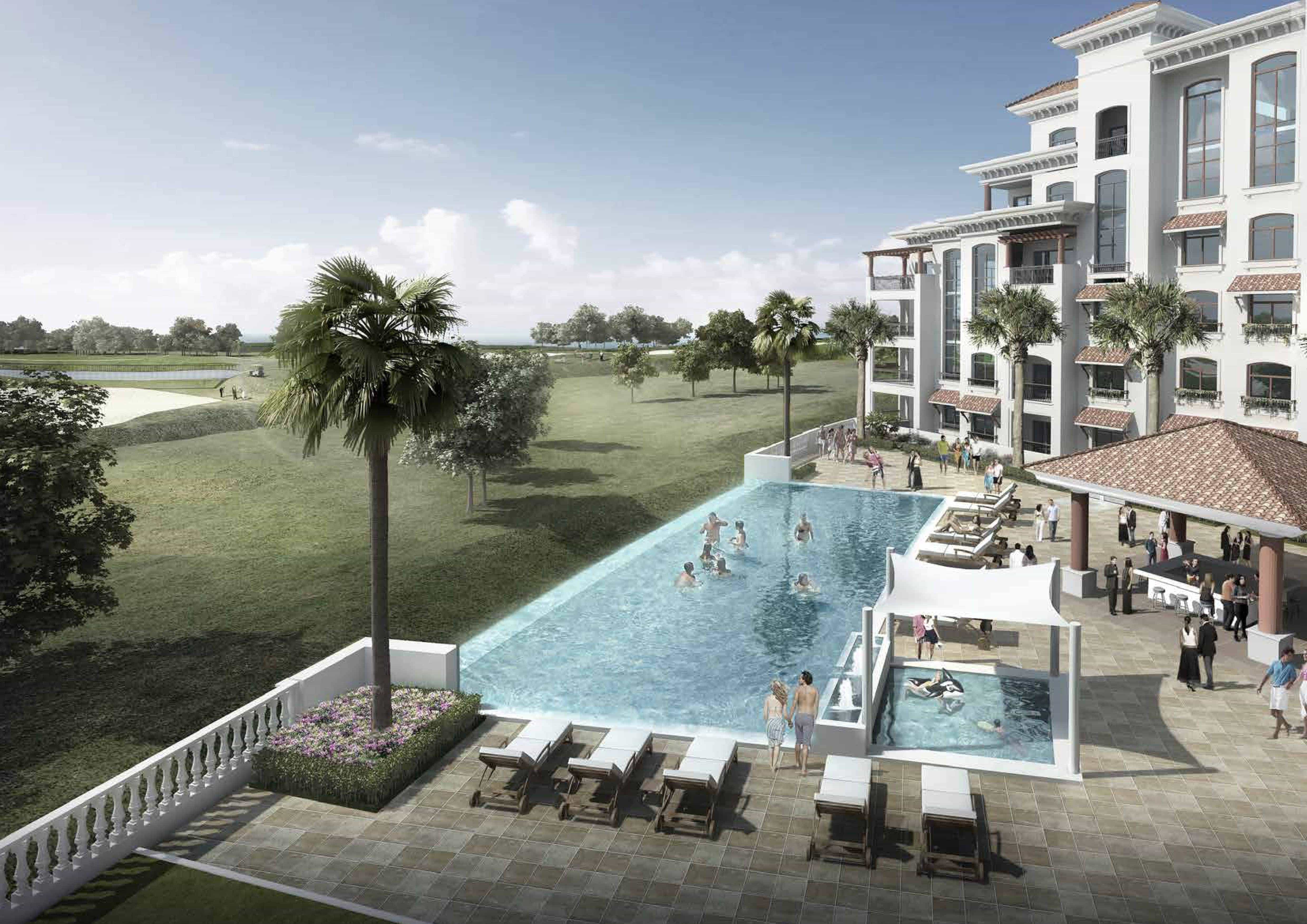 Landscaped courtyards and shaded walking paths winding through Ansam's Yas Island community, offering residents a serene outdoor Abu Dhabi setting.