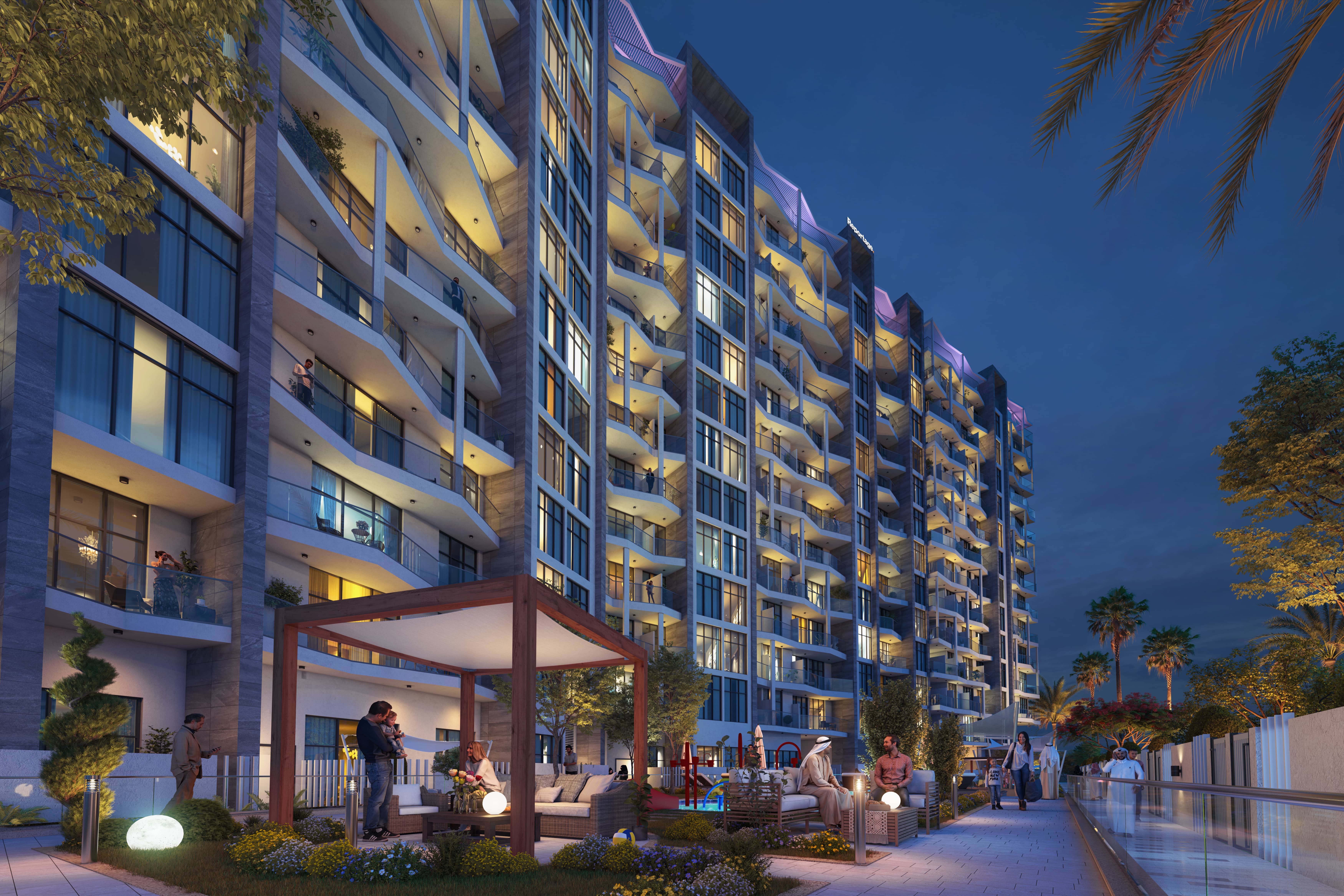 Modern glass exterior architecture of Perla 3 high-rise apartments by Reportage Properties in Yas Island Abu Dhabi real estate