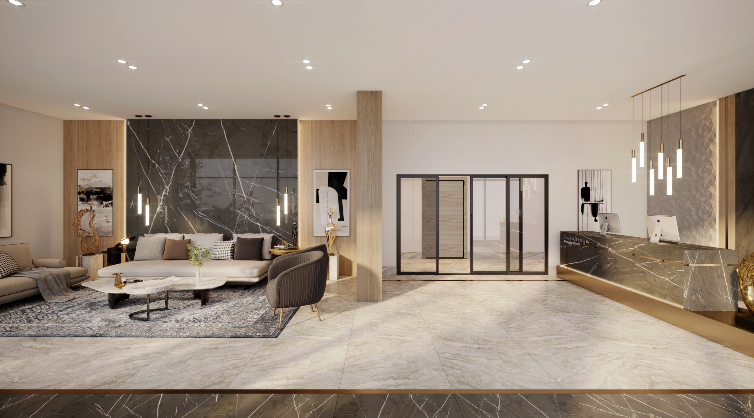 Perla 1 Yas Island Abu Dhabi interior showcasing a modern luxury living room with elegant finishes and spacious contemporary design.