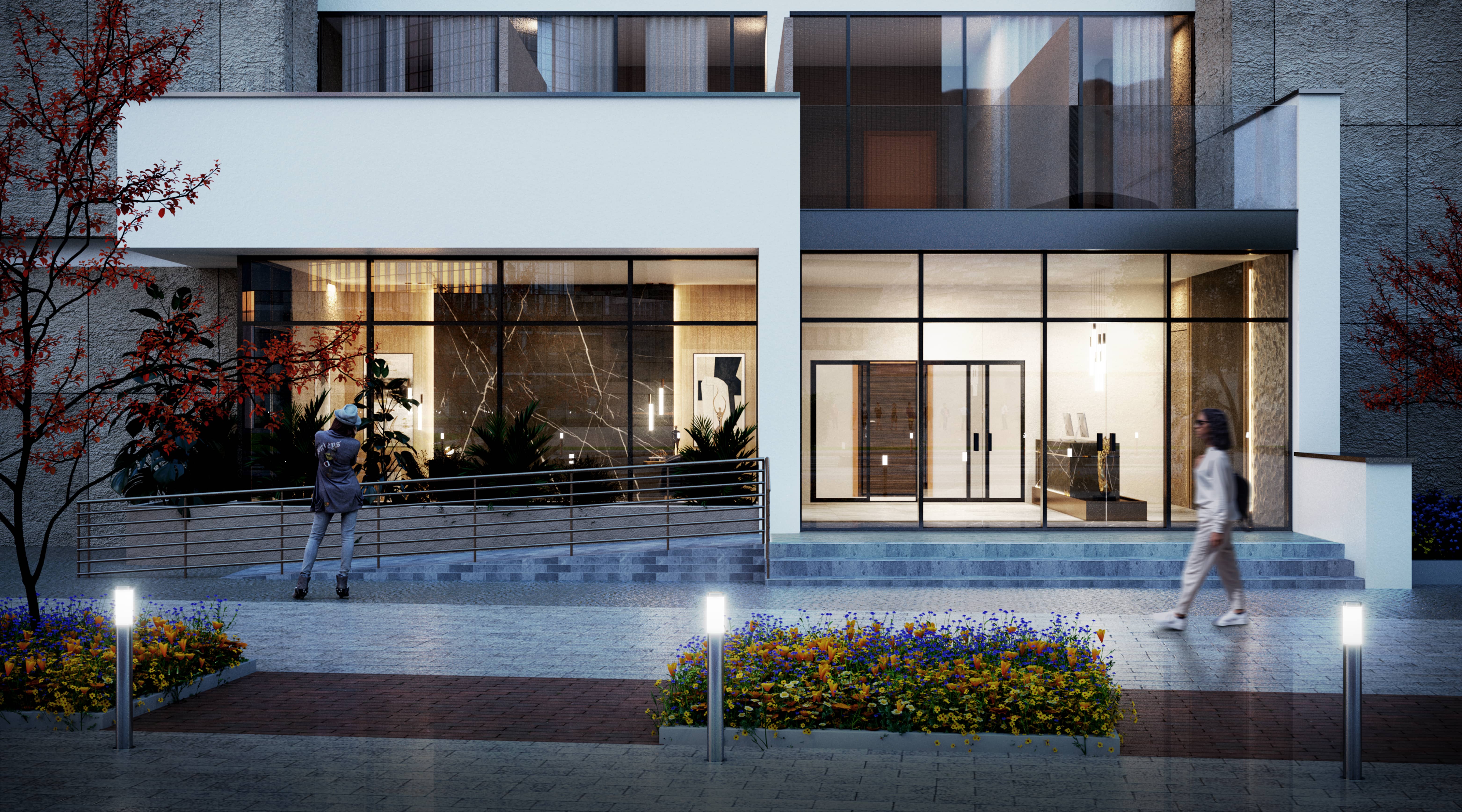 Perla 1 Yas Island Abu Dhabi building exterior surrounded by landscaped areas and contemporary amenities within a premium residential community.