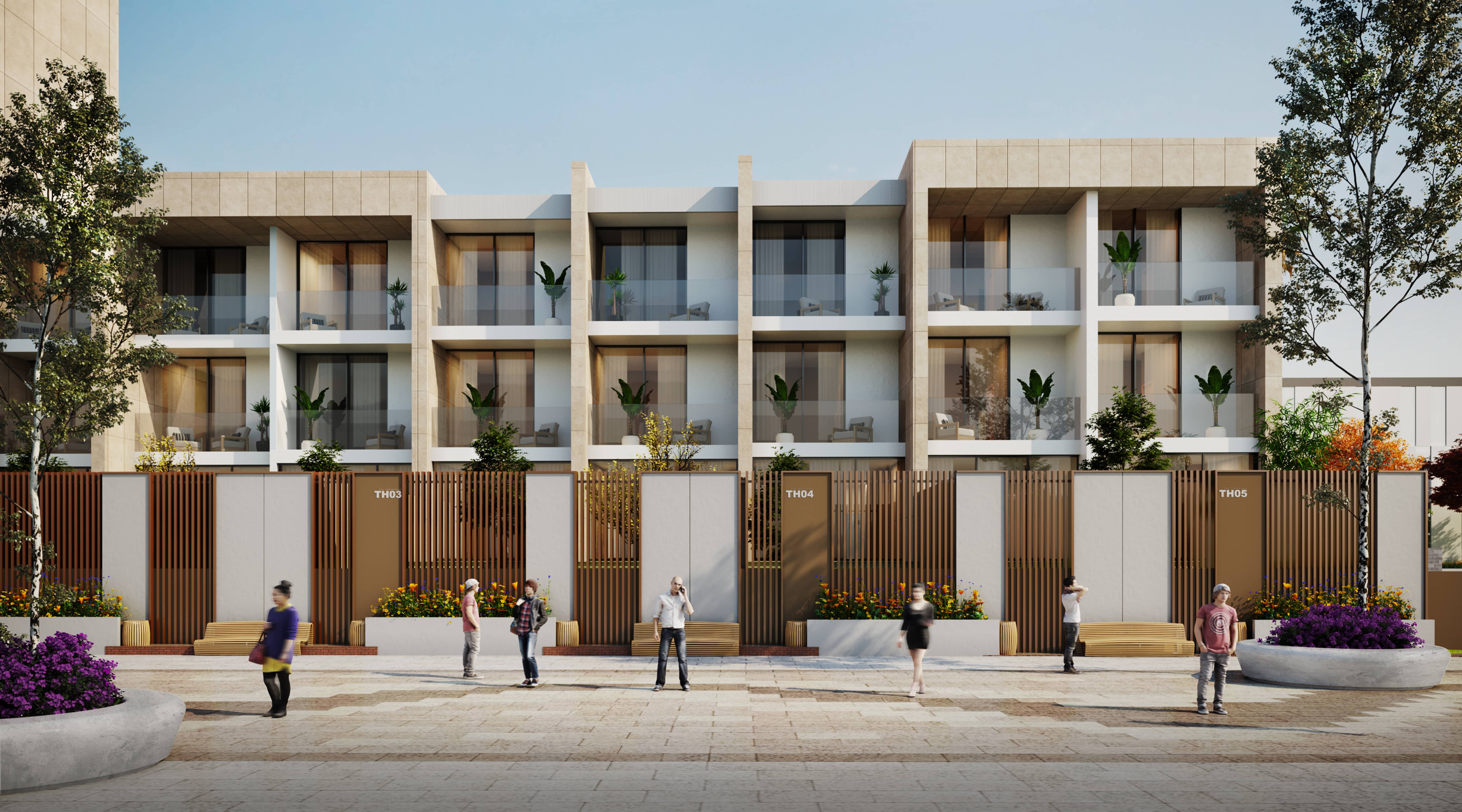 Perla 1 Yas Island Abu Dhabi exterior showcasing sleek architectural lines, modern balconies, landscaped surroundings, and upscale residential design.