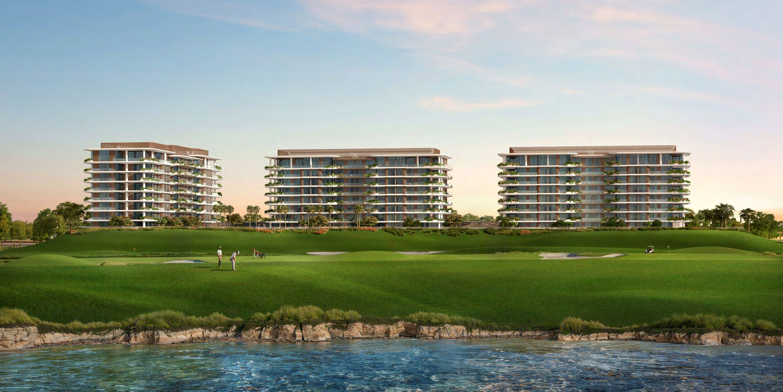Waldorf Astoria Residences Yas on Yas Island featuring waterfront views and timeless luxury residential design.