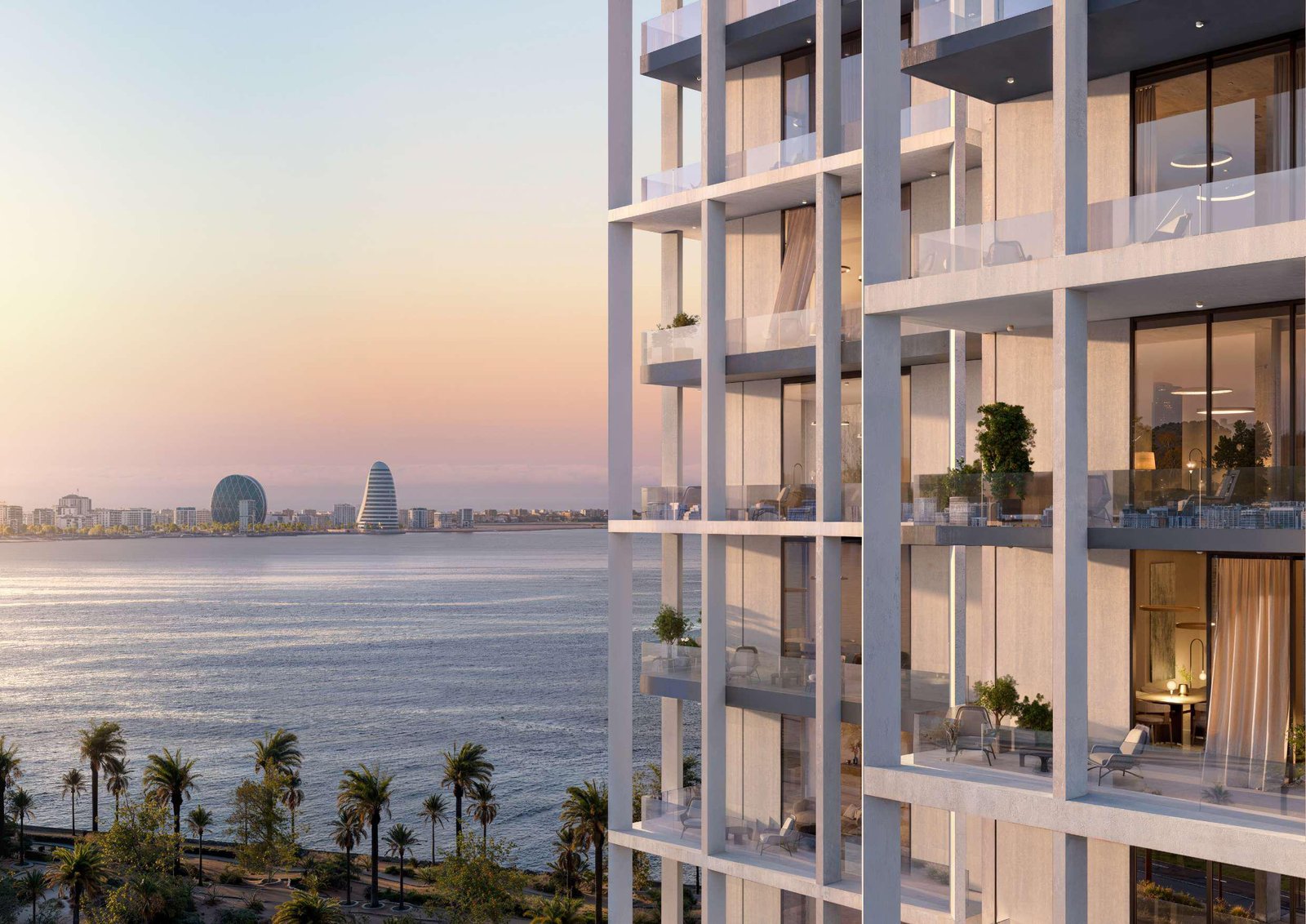 Opula Residences building façade with modern architecture at Yas Bay