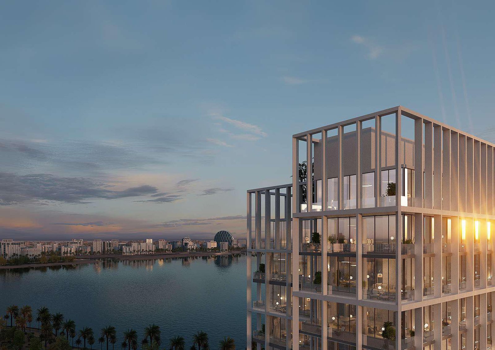 Opula Residences Yas Bay exterior view – luxury waterfront residential development in Abu Dhabi