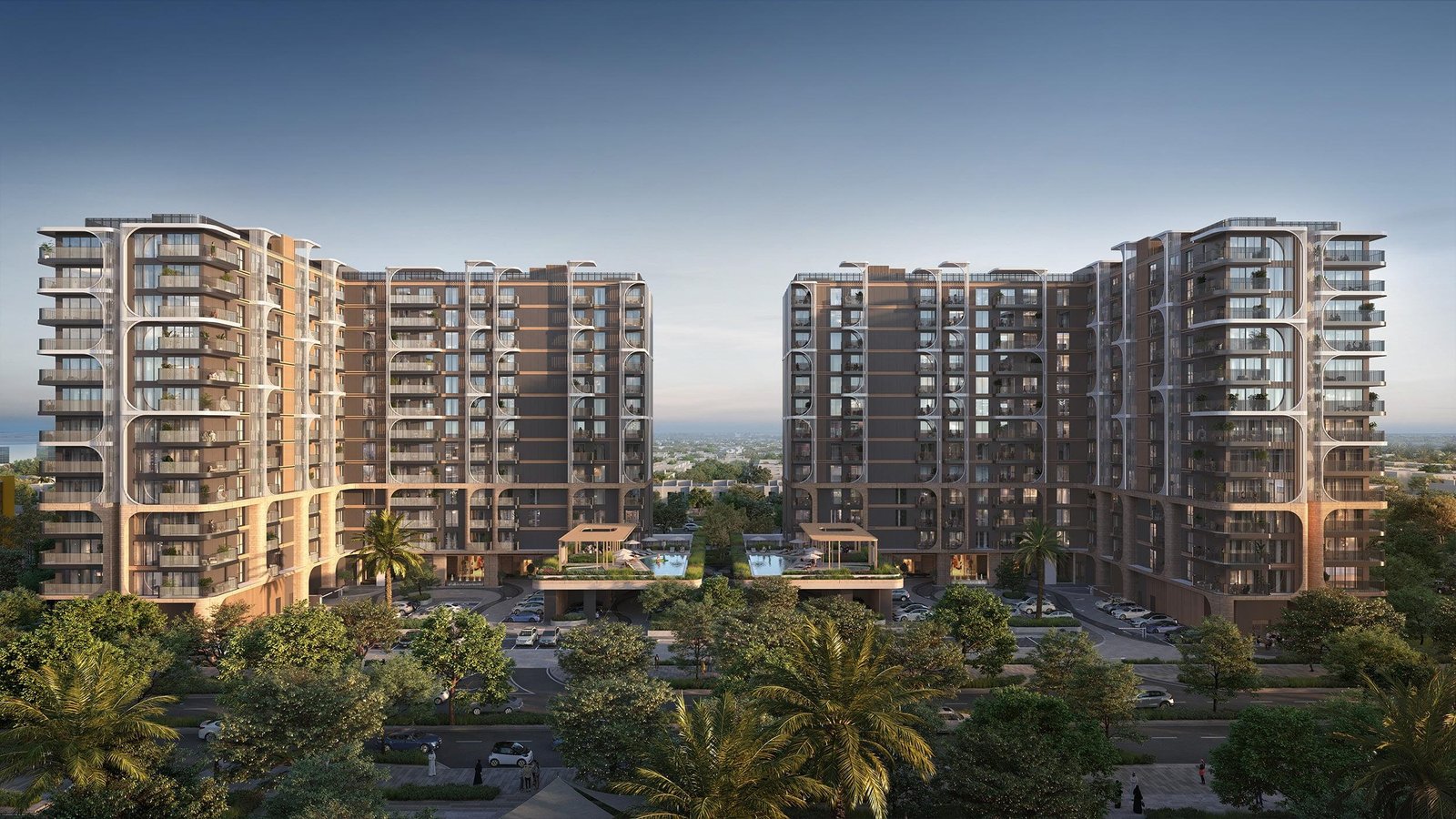View of Yas Living’s canal-side location in northeast Yas Island. This unique setting in Abu Dhabi blends water views, urban convenience, and serene living
